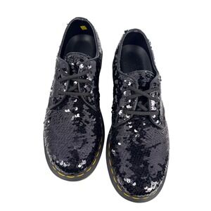 Dr Martens 1461 Flip Sequin‎ Oxford Shoes Womens 8 EU39 Black Silver Rare 3 Eye